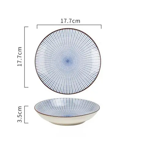 ANTOWALL японский стиль керамическая посуда, миска для микроволновой печи на пару риса, соус блюдо, глубокая суши тарелка, суповая миска ложка - Цвет: 7inch deep plate