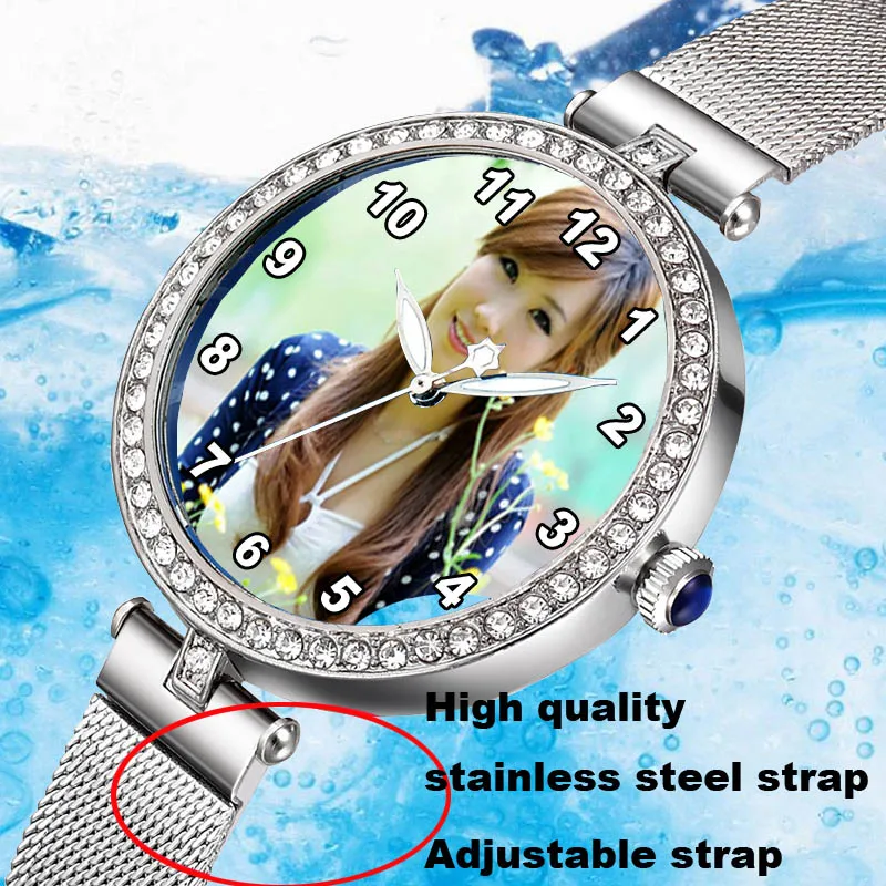 Женские часы со стразами на заказ, кварцевые часы с логотипом, дропшиппинг A3329, персональный подарок, модные наручные часы, сделай сам