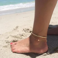 Модные браслеты для женщин золотые звезды цепи лодыжки песчаный пляж Туризм на отдых Лето ноги браслет