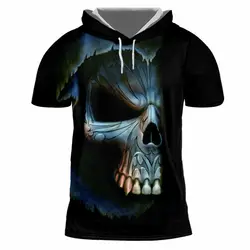 UJWI мужские повседневные футболки с капюшоном с крутым принтом Grim Reaper 3D футболка Человек хип-хоп с капюшоном пуловеры с коротким рукавом
