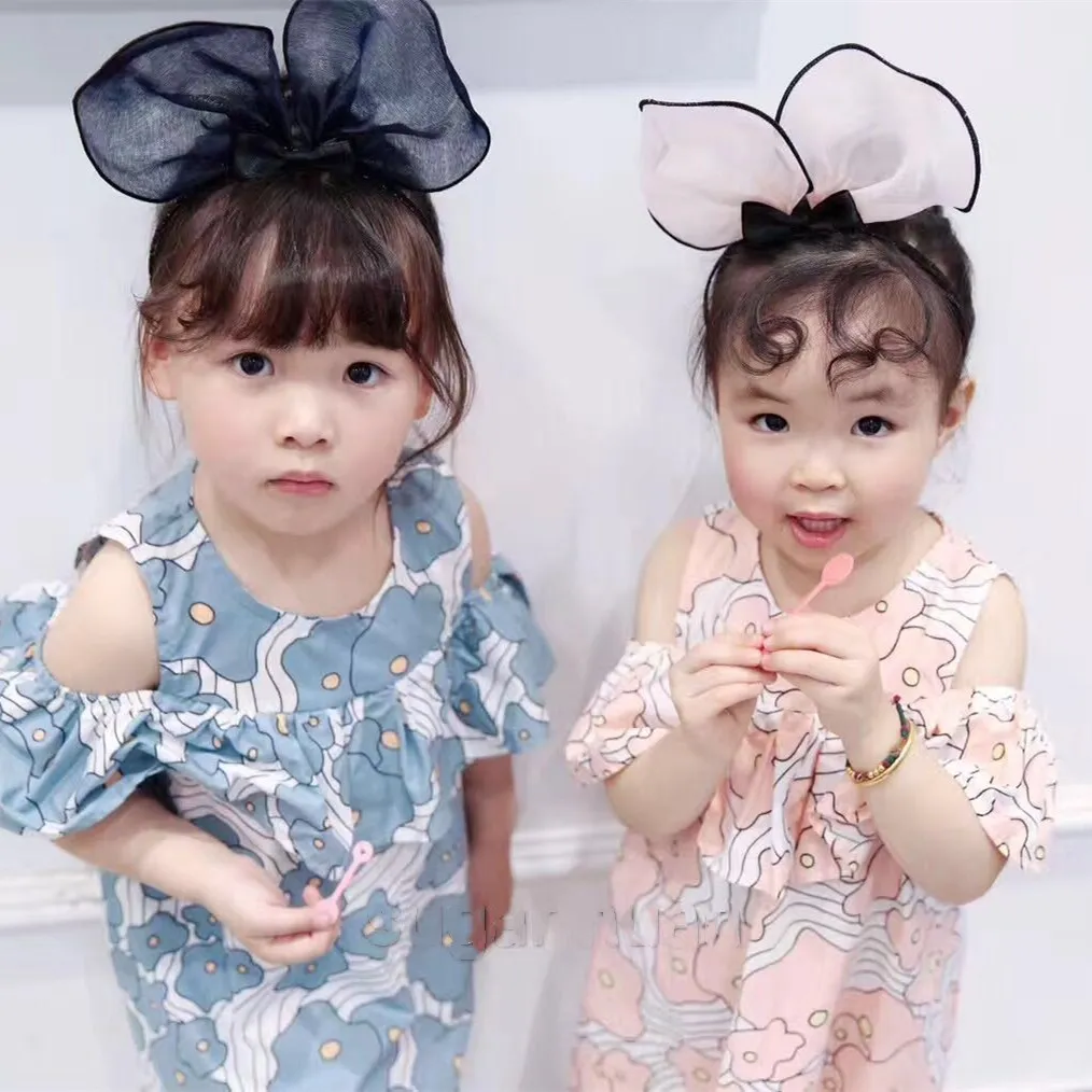 

Cute children's headband simple bud silk gauze fabric big rabbit ears bow thin side bow hairband hair accessories for kids