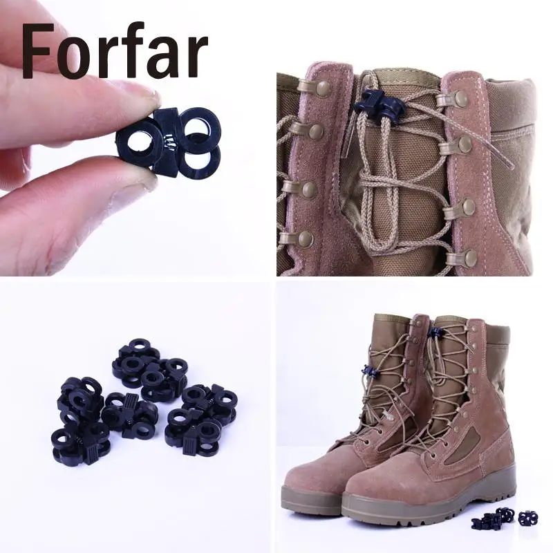 Forfar Black Sports Shoelace Stopper Rope Clamp Adjustable Buckle