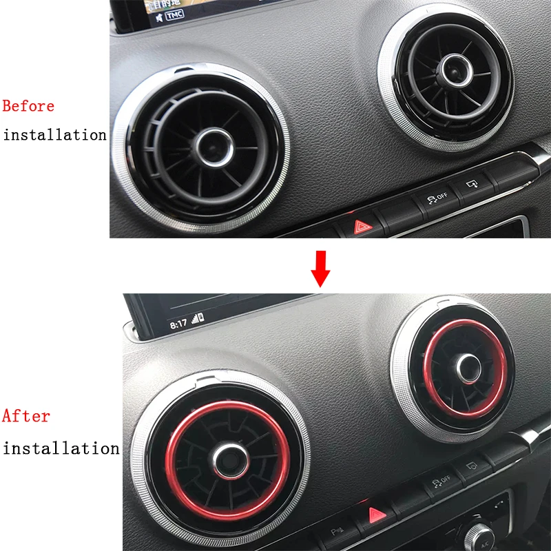 

For Audi A1 /A3 / S3 2013-2016/Q2 4 Pcs Fashion Style Aluminum Alloy Decoration Ring Air Outlet Cover Sticker Decoration Circle