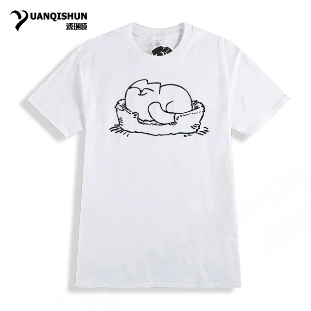 YUANQISHUN Funny Cartoon Cat Printed T Shirt High Quality Casual T-shirt 100% Cotton Men Women Novelty Tops Harajuku Tees Tshirt 2