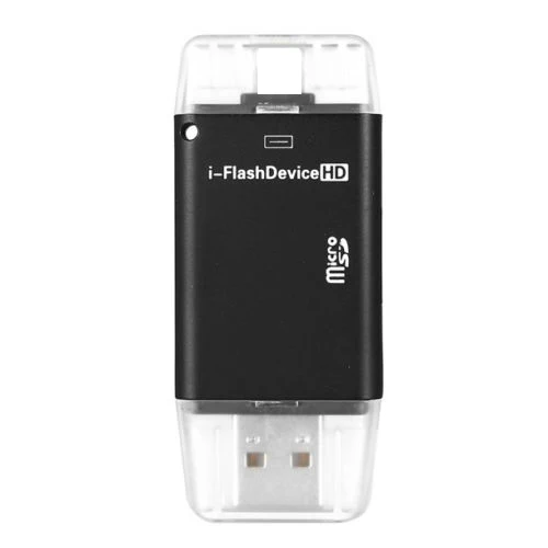Mini i флэш-устройство USB Micro SD TF кард-ридер для iPad Pro Air Mini для iPhone 7 8X6 6S Plus 5S 5 для компьютера - Цвет: Black