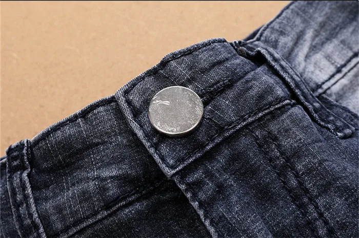Новые летние мужские тонкие рваные джинсы индивидуальность отверстие Slim Fit Эластичные силы брюки серые мужские брюки, S502