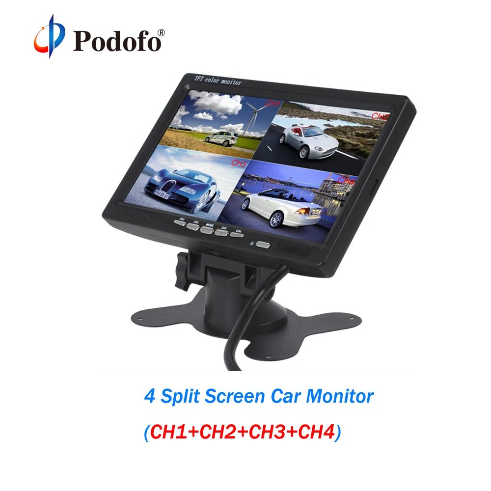 

AMPrime 7 Inch 4 Split Screen Car Monitor DC 12V 4 Channels TFT LCD Display for Reversing Camera System Car Rear view Monitor
