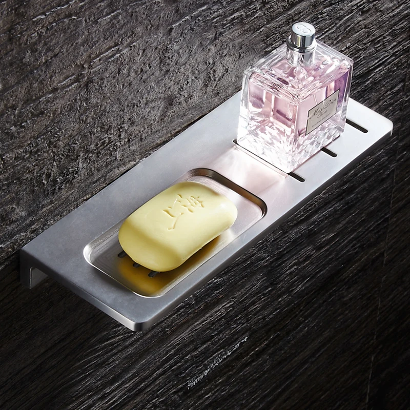Soap Holder Aluminum Bathroom Shower Lengthen Drain Soap Dish Storage Rack Decorative Soap Dishes Wall Mounted Cosmetic Shelf