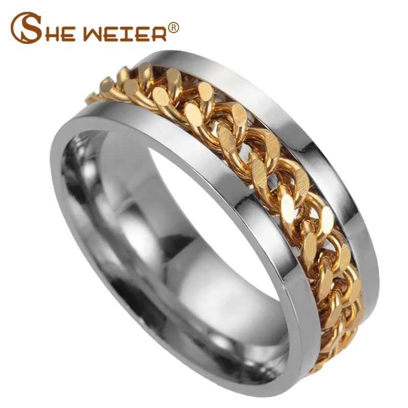 SHE WEIER Jewelry Wedding Engagement Men Rings Female Couple Stainless Steel Rings For Women Anel Ttanium Male Bagues Femme