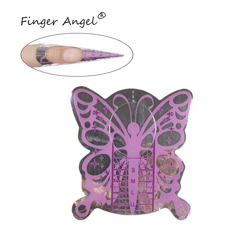 Finger Angel 50/100/500 шт. формы ногтей Nail Art Руководство Бумага советы бабочка Гель-лак для ногтей УФ расширение французский для маникюра