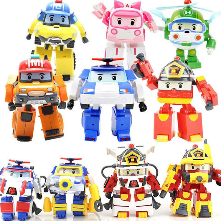 

4pcs/6pcs Robocar Korea Robot Kids Toys Transformation Anime Action Figure Super Wings Poli Toys For Children Playmobil Juguetes