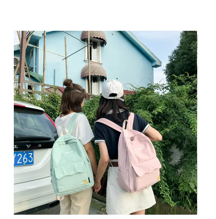 Женская сумка, рюкзак для путешествий, Harajuku, вышивка подсолнухом, школьный рюкзак, студенческий, для колледжа, сумка для отдыха, Kawaii, рюкзак с буквами