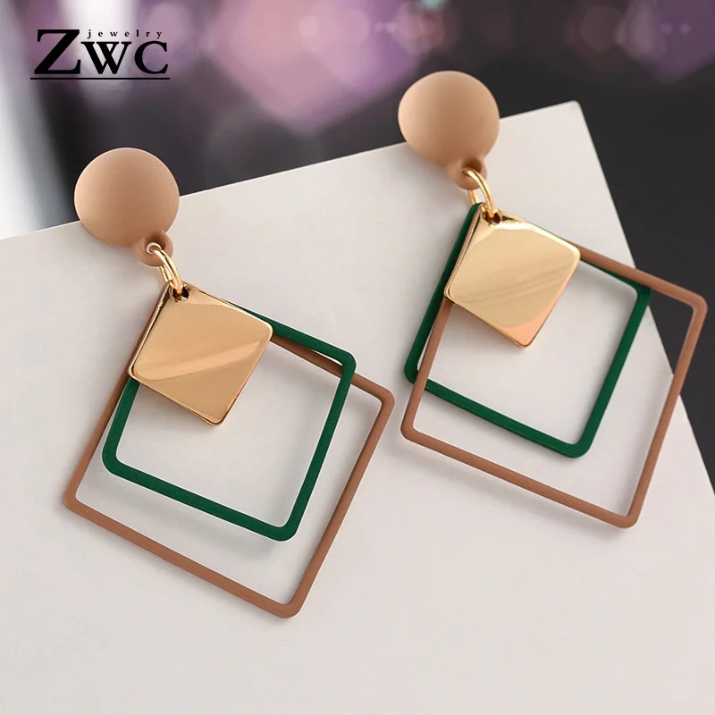green 5 ZWC, модные новые женские акриловые Висячие серьги,, длинные висячие серьги, подарок для женщин, вечерние, свадебные ювелирные изделия, Brincos - Окраска металла: green 5