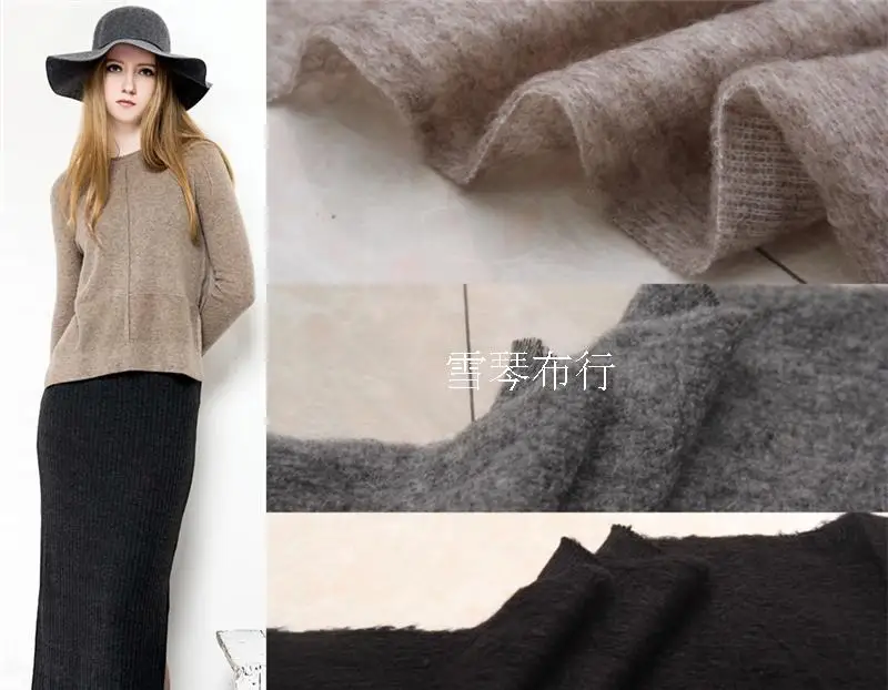 

soft and elastic Shallow the color of camel's hair, gray, black thousand layer cake knitting wool cloth tunic cardigan
