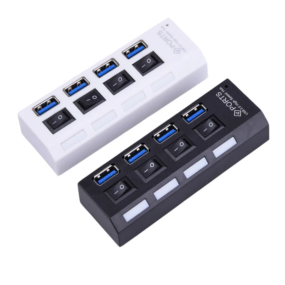 

4 Ports USB 3.0 Hub with on/off Switch Splitter Para Windows Mac os Linux PC Laptop preto High Speed USB Hub