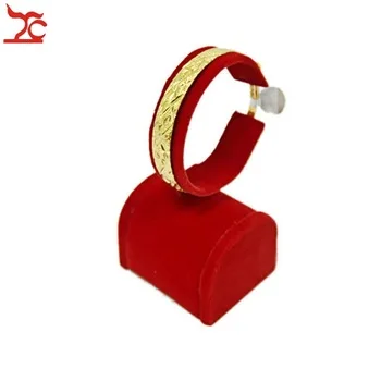 Free Shipping Red Velvet Jewelry Display Holder Wedding Gold Bangle Display Rack Bracelet Watch Organizer Stand 4.5*5.5*11CM S