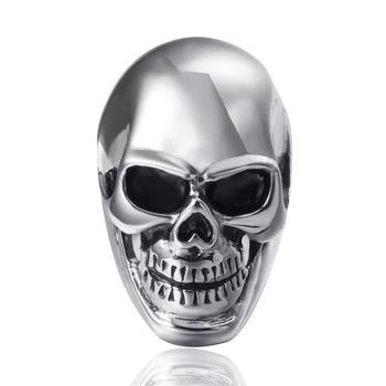 

Mens Stainless Steel Ring Silver Skull Biker Punk Wholesale Jewelry Size 7-15