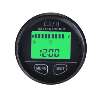 

Large LCD Display Battery Gauge VOLT Meter Battery Indicator Hour Meter Green Backlight for ATV Tractor golf carts RL-BI012