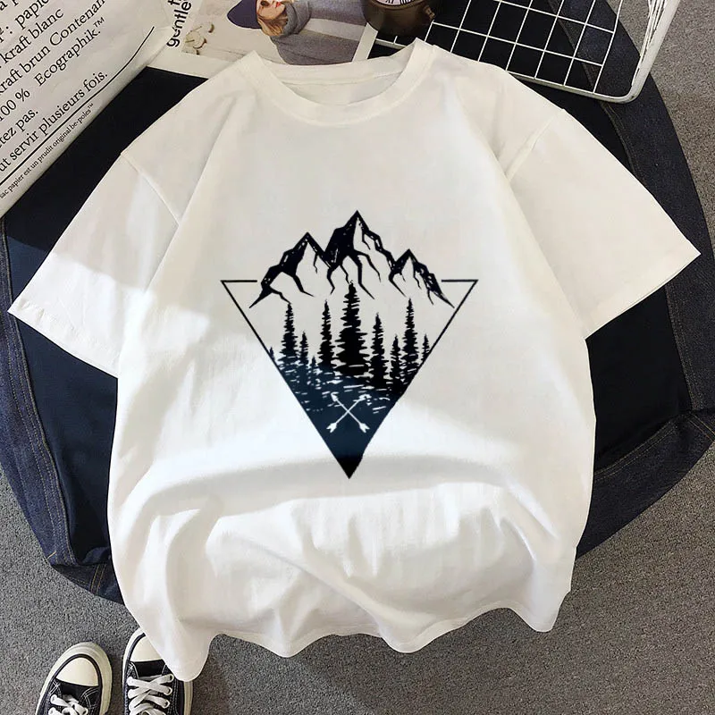 Новая футболка с принтом «Темный лес» и надписью «universe faith Harajuku», женская футболка с круглым вырезом и коротким рукавом, белые топы, женская одежда - Цвет: 311