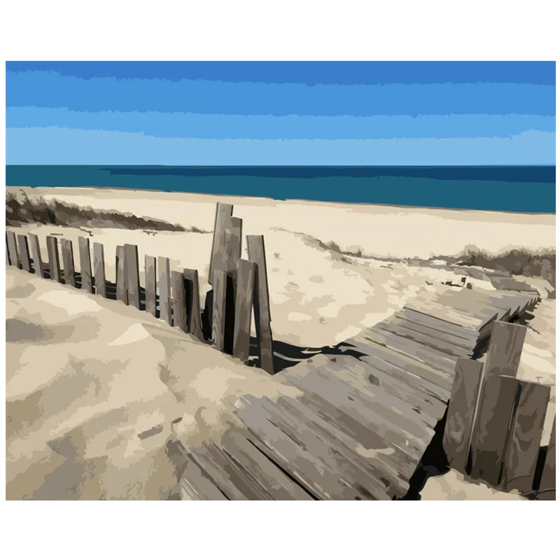 

Painting By Numbers DIY Dropshipping40x50 50x65cm Deserted coast by the ocean Scenery Canvas Wedding Decoration Art picture Gift