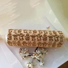 Скалка Рождественская резьба тисненая кухонная деревянная Скалка 9 L0529