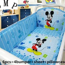 Промо-акция! 6 шт., Детские хлопковые постельные принадлежности для новорожденных, комплект детской кроватки из хлопка(бамперы+ простыня+ наволочка