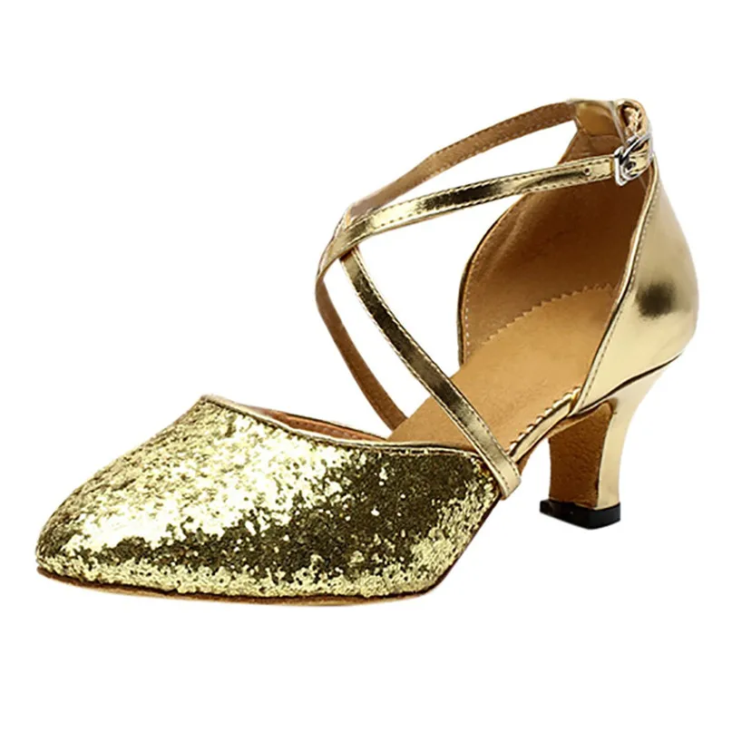 Women Dance Shoes Rumba Waltz Prom Ballroom Latin Salsa Dance Shoes Square Toe Wrap Dancing Shoes 5cm Heel #2P09 (11)