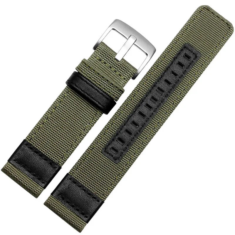 Green Silver Buckle HENGRC нейлоновый ремешок для часов, мужской спортивный ремешок Nato, 20, 22, 24 мм, черный, зеленый, кофейный, Ремешки для наручных часов, нержавеющая сталь, пряжка, застежка, аксессуары - Цвет ремешка: Green Silver Buckle