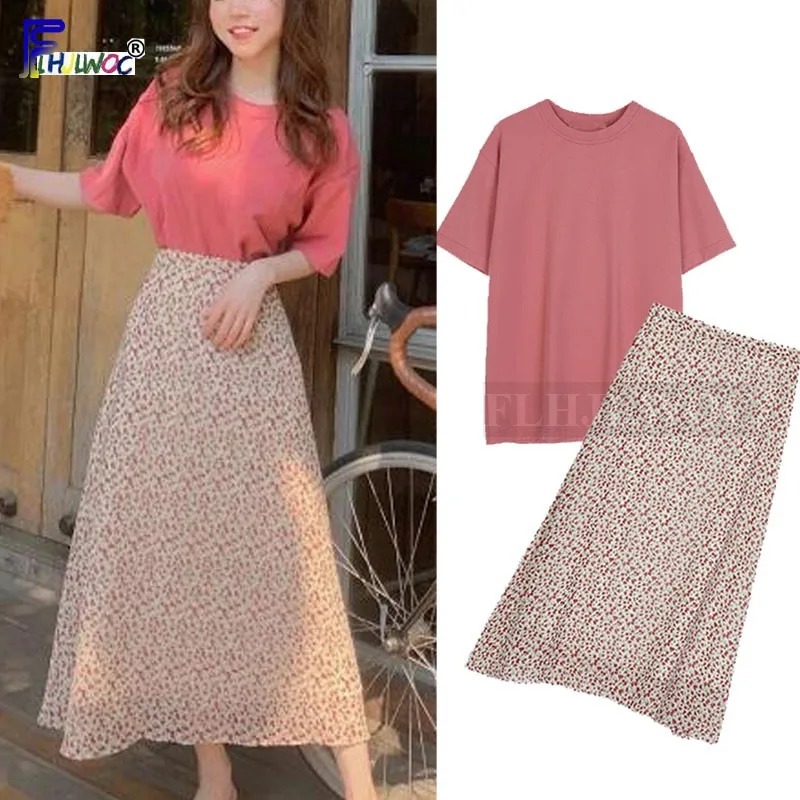 

Fashion Summer Outfits Hot Sales Woman Fashion Preppy Style Prairie Sweet Girls Cute Tops And Skirts Set Two Piece
