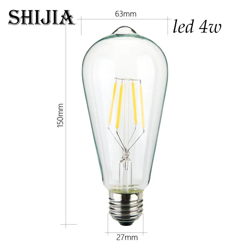 

Retro lamp st64 vintage LED edison e27 LED bulb lamp 110 v 220 v 4 W filament Glass lamp