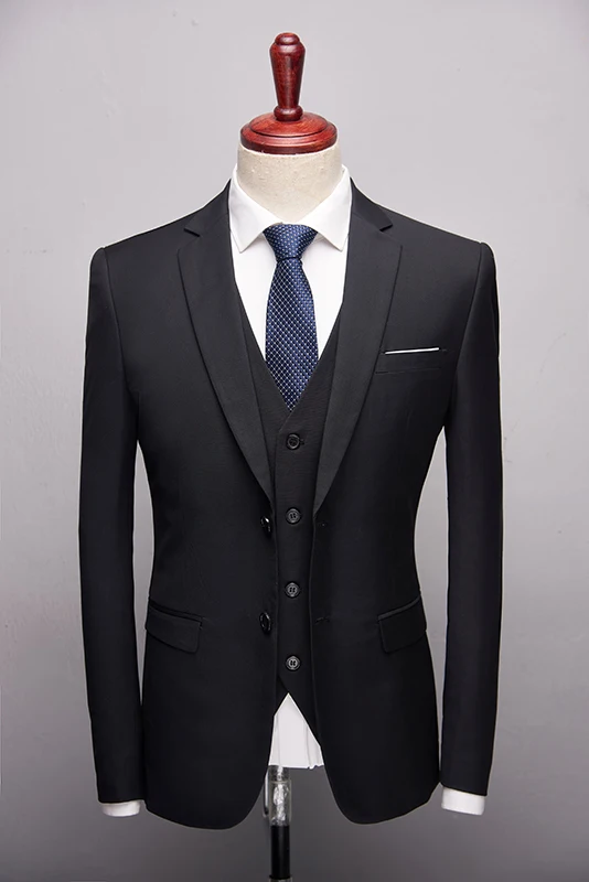 Solid Color Slim fit Male 3 Piece suits Wedding Dress Men Business Casual blazer Wedding Prom Dinner Suits Groomsman Wear Tuxedo