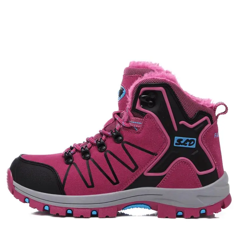 Cajacky/Брендовые мужские ботильоны с мехом; сезон осень-зима; мужские зимние ботинки; мужская обувь с высоким берцем; плюшевые теплые кроссовки унисекс; botas hombre - Цвет: Pink