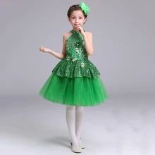Фатиновое платье принцессы розового цвета с цветами для девочек, желтые, зеленые, синие платья для конкурса бальных танцев, балетная пачка для девочек