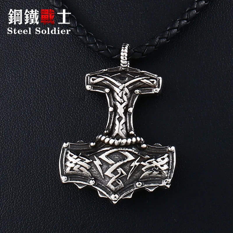 

Steel soldier trend 2018 viking necklace men stainless steel pendant Skandinavian word charm diy jewelry