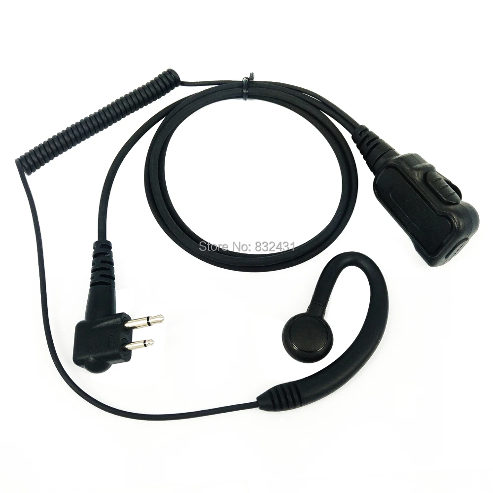 2 Pin Big PTT Knob Curve Earpiece Mic For Motorola Walkie Talkie 4