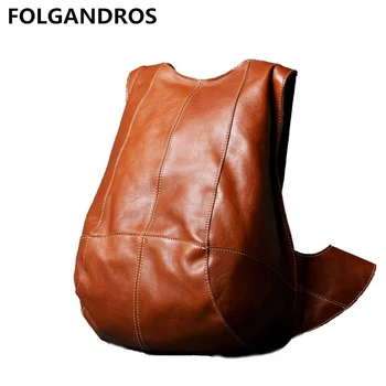 

Men Vintage Crazy Horse Genuine Leather Backpack Cowhide Leather Laptop Rucksack Male Doule Shouler Bag Casual School Bag