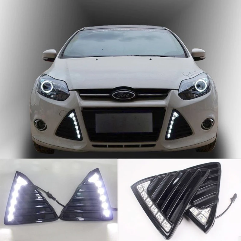 2x дневной ходовой светильник для Ford Focus 2 шт. 2011 2012 2013 Автомобильный светодиодный противотуманный фонарь белый DC