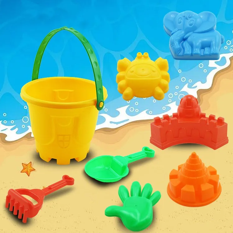 INBEAJY 7 шт. набор песочный песчаник дети пластиковые пляжные игрушки замок ведро Лопата грабли водные инструменты для лета пляж детей