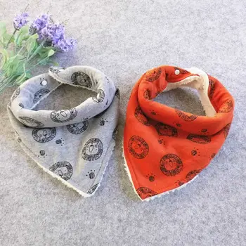 

Baby Bibs New Arrival Winter Newborn Baby Cartoon Cotton Velvet Thicken Warm Triangular Bandage Baby Towel Bib Kids Burp Cloths