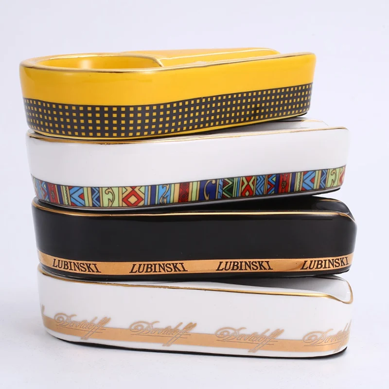 LUBINSKI-Cigar-Gadgets-Ceramic-Cigar-Ashtray-Single-Cigar-Holder-Round-Ash-Slot-4-Colors-Yellow-Tobacco(3)