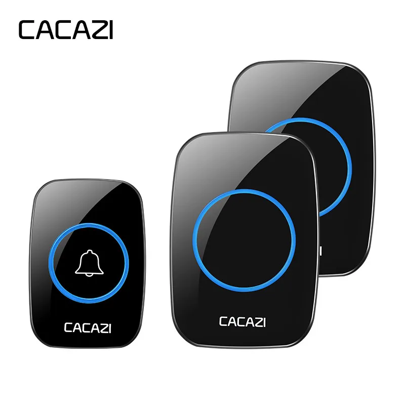 

CACAZI Wireless Doorbell Waterproof Smart 300M Remote LED Button Transmitter Home Calling Bell 60 Rings 5 Volume US EU UK Plug