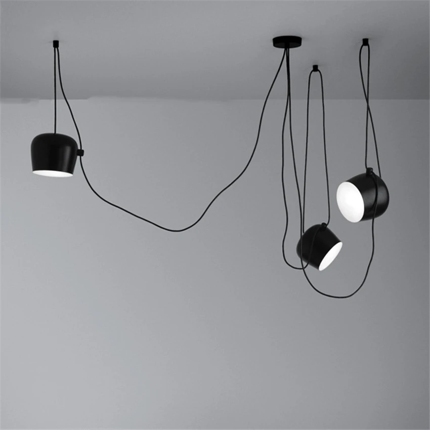 Sala de Jantar Vintage Retro Preto Tambor Lustre Pingente Lâmpadas Luminárias Decoração Industrial Chambre Lâmpada Pendurada Avize 9 luminárias sala de jantar decoração industrial chambre