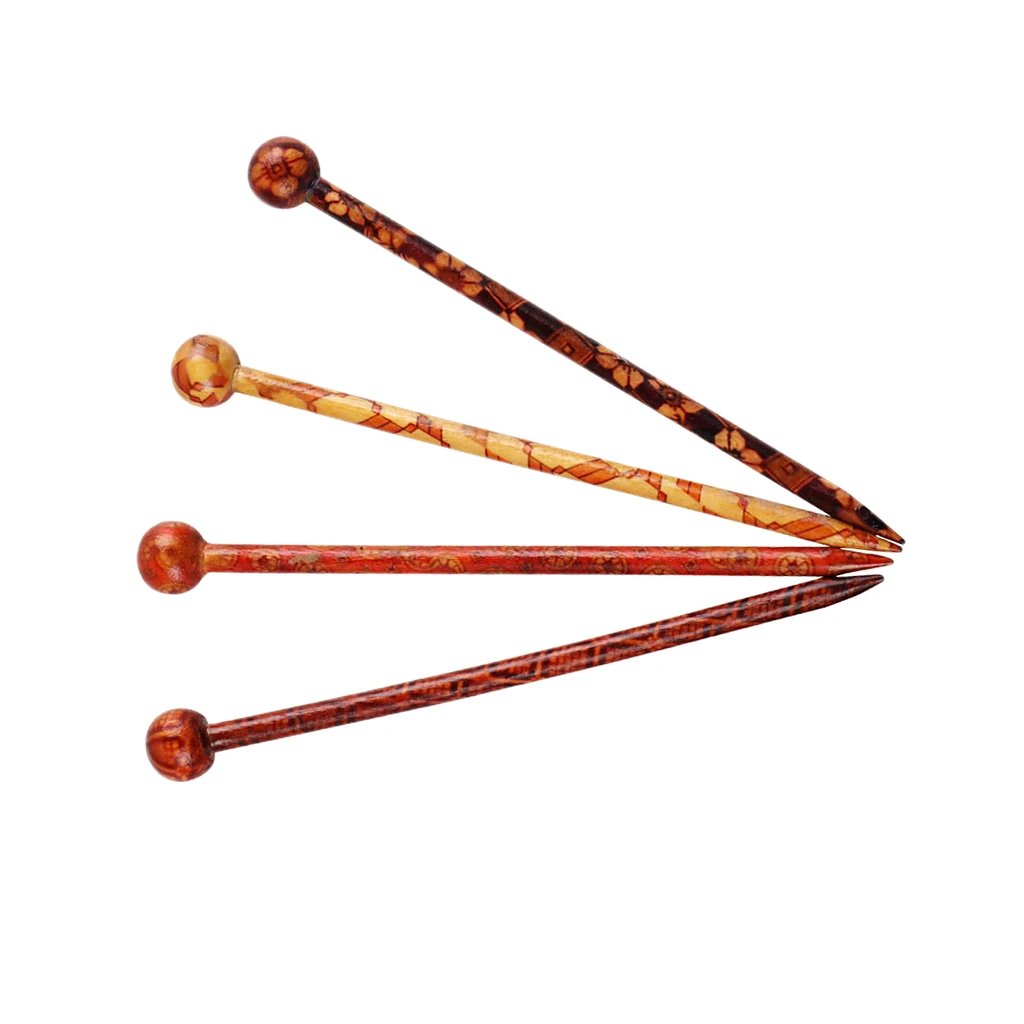 Набор из 4 шт., ретро деревянные китайские японские палочки для волос, шпильки-палочки, заколки для волос, свадебные аксессуары 13 см