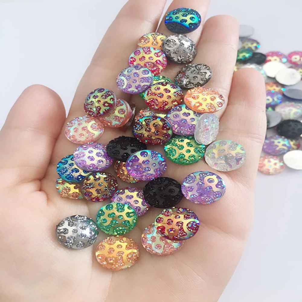 130pcs/lot Mixed 13 Colors 12mm Twinkle Glitter Colorful Resin