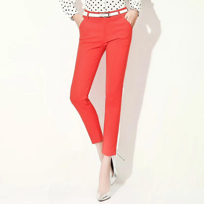 Для мамы высокого качества размера плюс 4XL эластичные узкие офисные брюки для женщин с высокой талией хлопковые повседневные брюки модные брюки ярких цветов