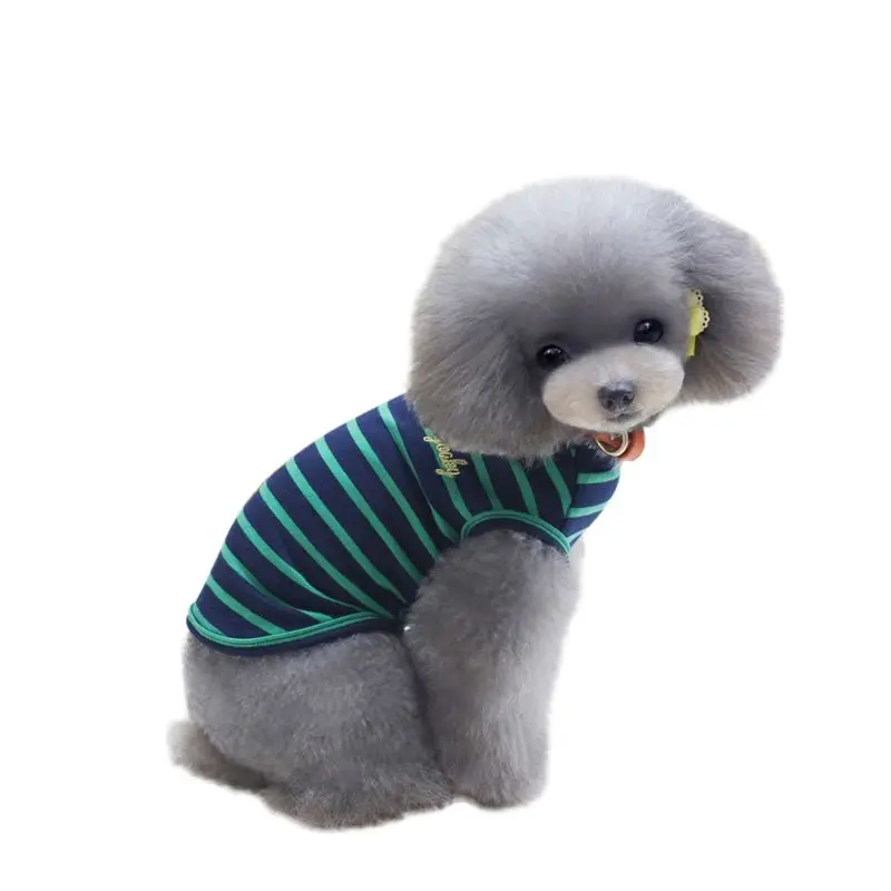

2017 Spring Summer Pet Dog Clothes Pretty Striped Dog Vest Elastic Material High Quality Cotton Puppies Vest