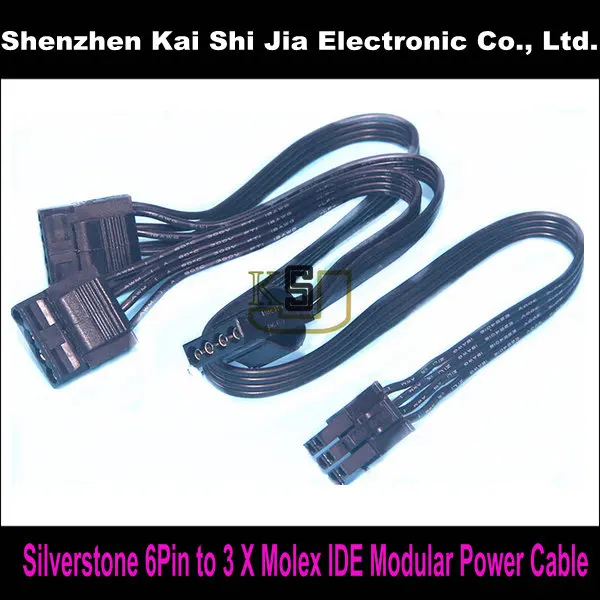 

High quality 6Pin PCI-E to 3 X IDE 4-Pin Molex Modular Power Supply Adapter Cable for Silverstone SST Series