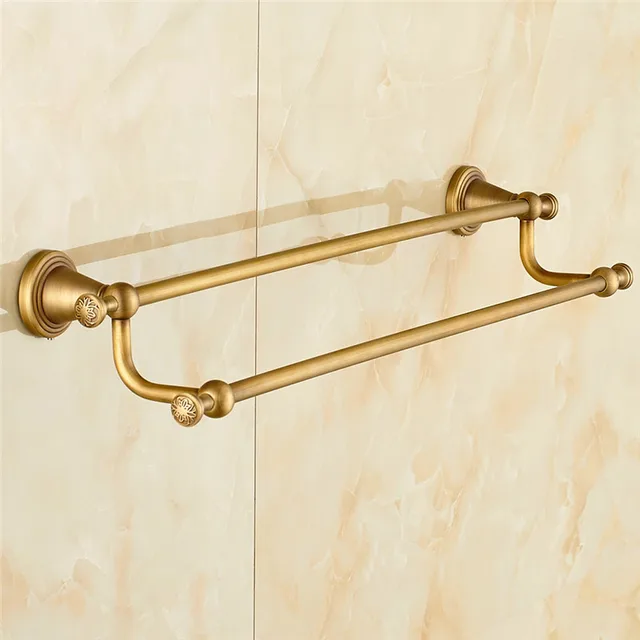 Antique Gold Towel Bars 2 Layers Gold Polish Brass Finished Wall