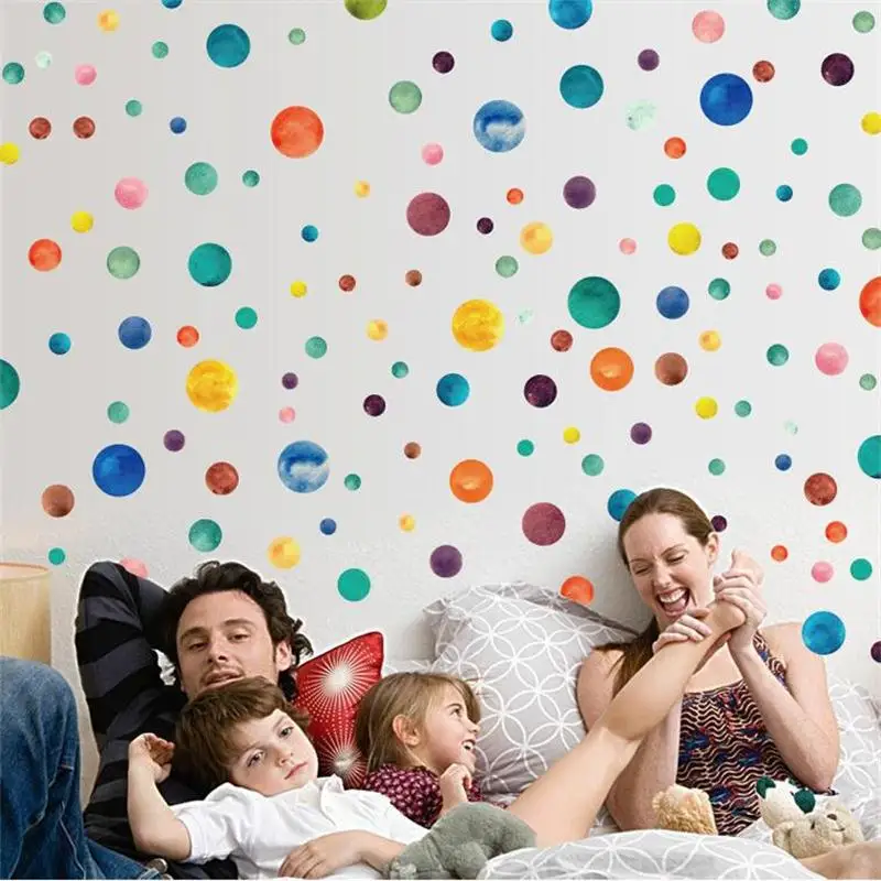 

80pcs/set Cartoon Polka Circle Wall Stickers For Kids Rooms Baby Nursery Poster Home Decor Bedroom Cute Round DIY PVC Art Mural