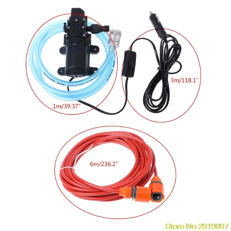 

12V Portable 100W 160PSI High Pressure Self-priming Electric Car Wash Washer Washing Machine Cigarette Lighter with Water Pump